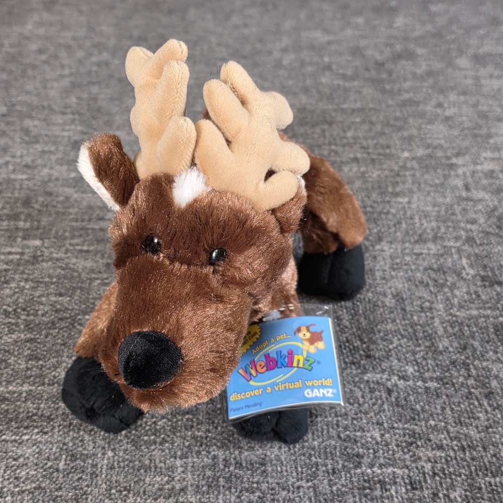 Ganz Webkinz Reindeer HM137 Plush Stuffed Animal with Unused Code NWT